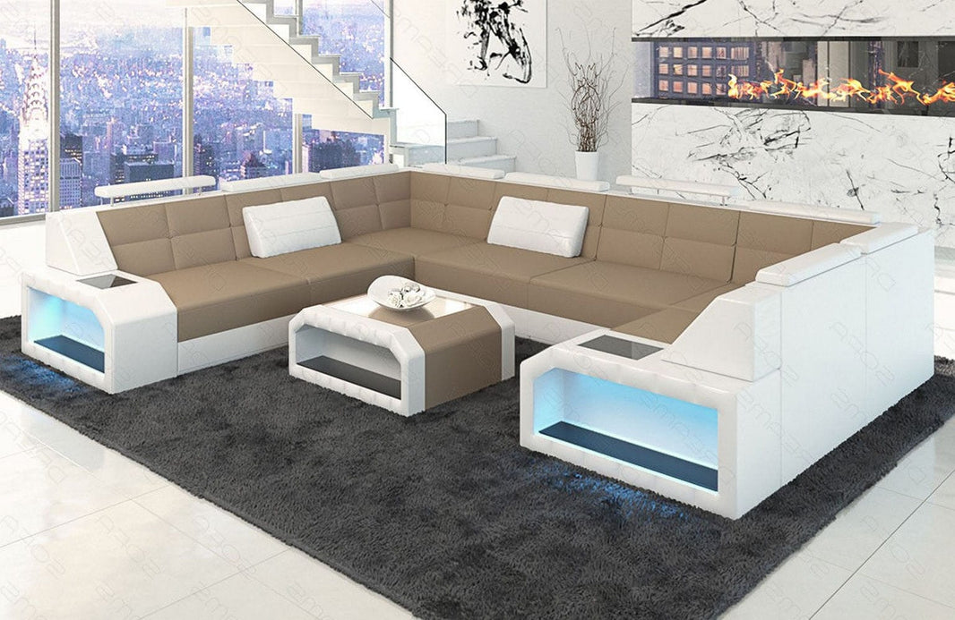 Wohnlandschaft Pesaro U-Form aus Stoff