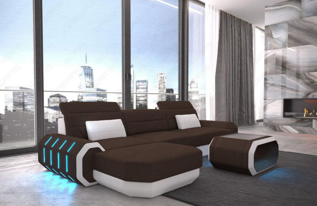 Couch Roma L-Form in Stoff