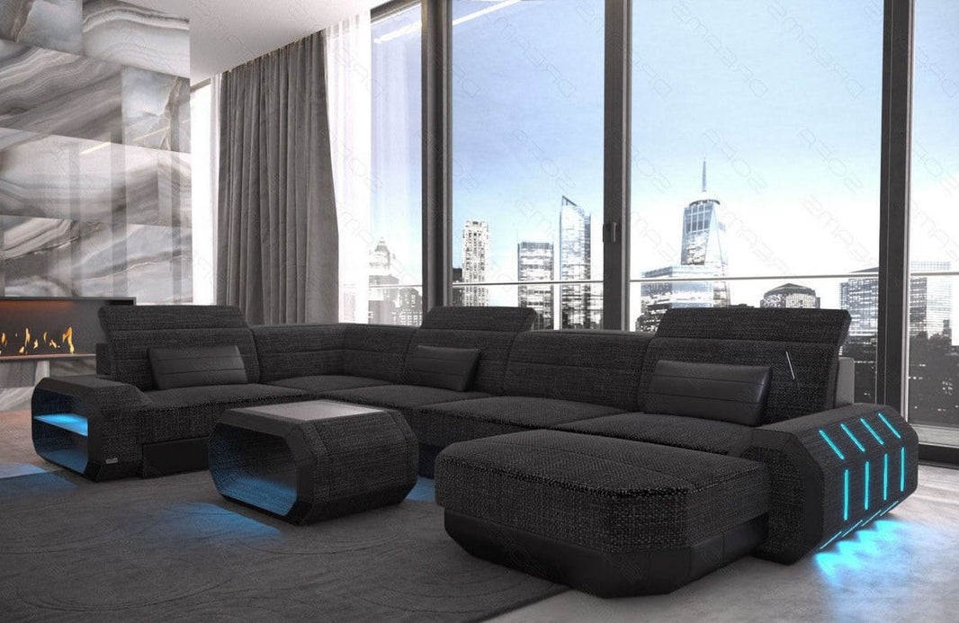 Wohnlandschaft Roma U-Form aus Stoff
