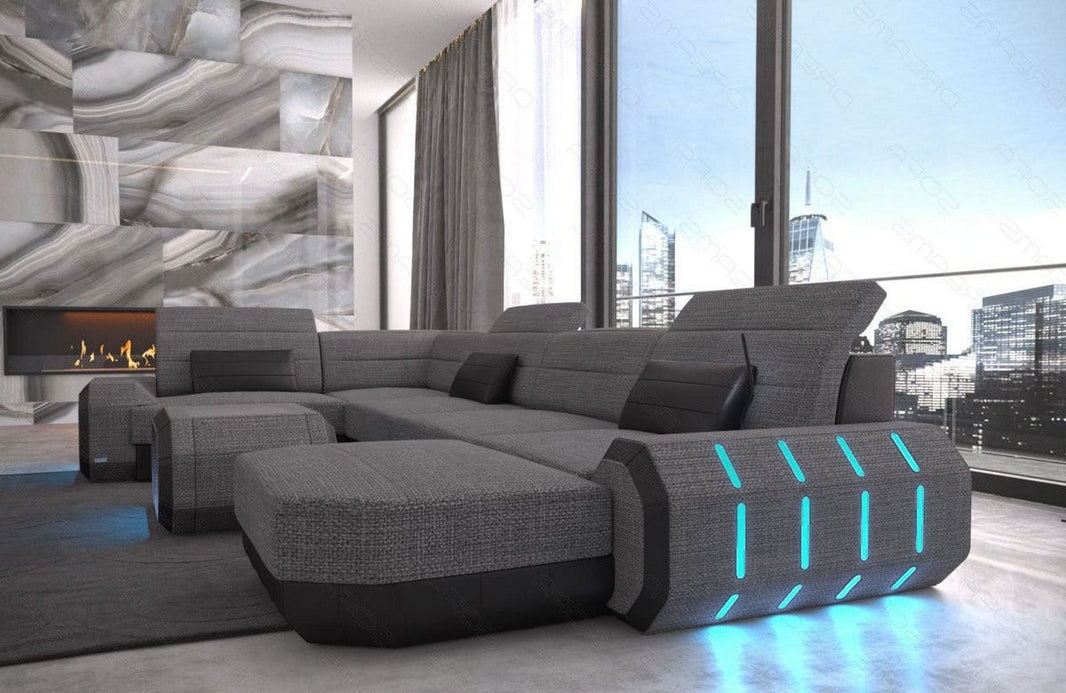 Wohnlandschaft Roma U-Form aus Stoff