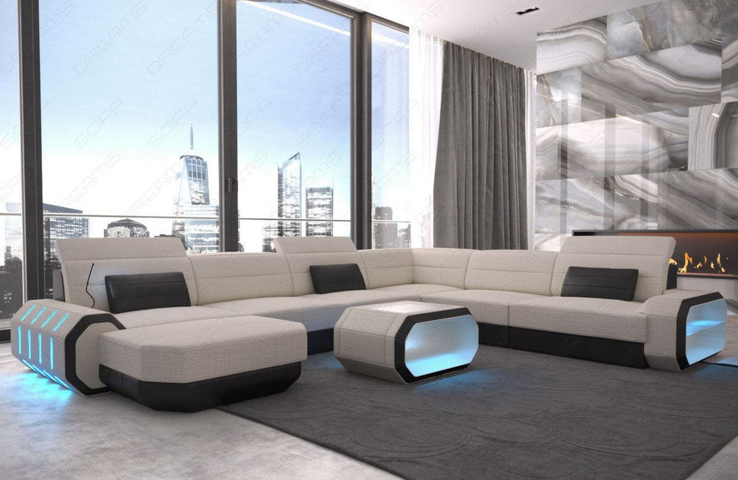 XXL Stoff Wohnlandschaft Roma U-Form