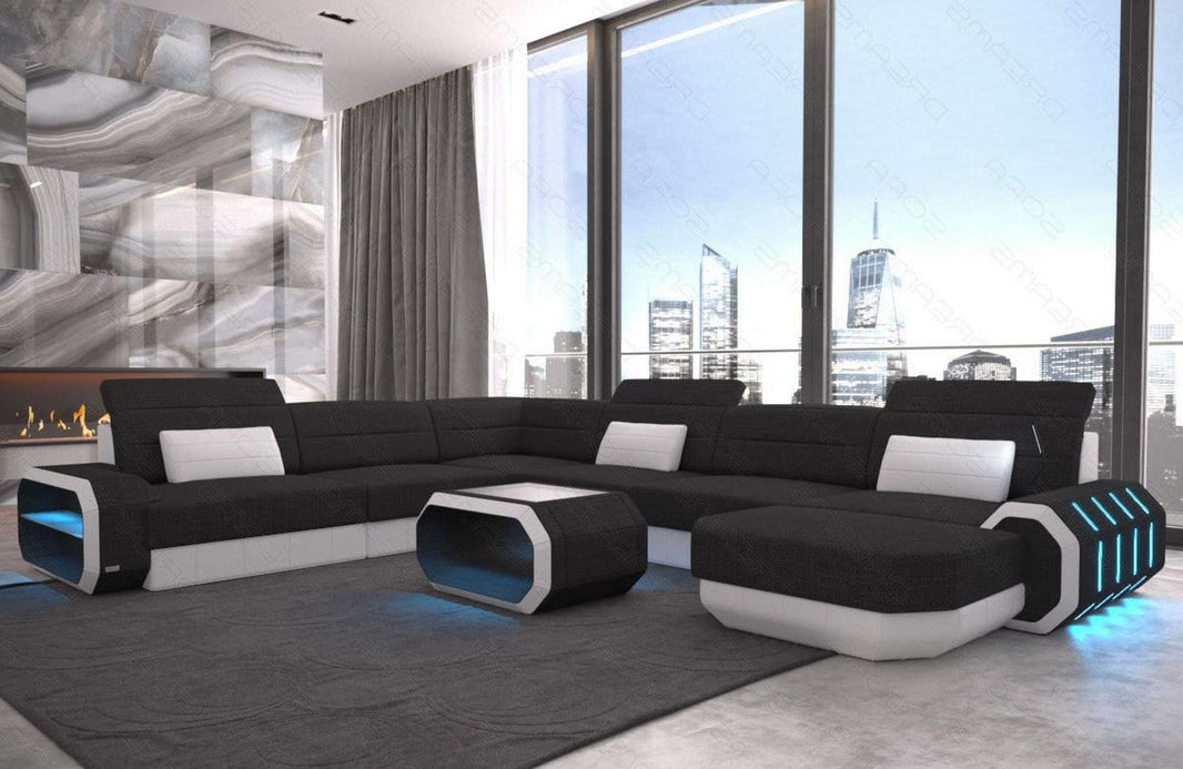 XXL Stoff Wohnlandschaft Roma U-Form