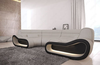 Stoff Bigsofa Concept U-Form Elfenbein-Schwarz