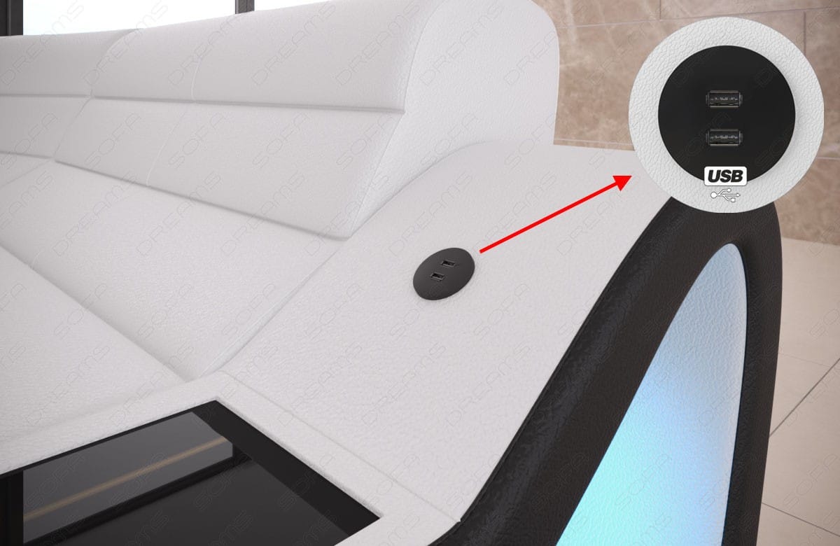 Stoff Bigsofa Concept U-Form Elfenbein-Schwarz