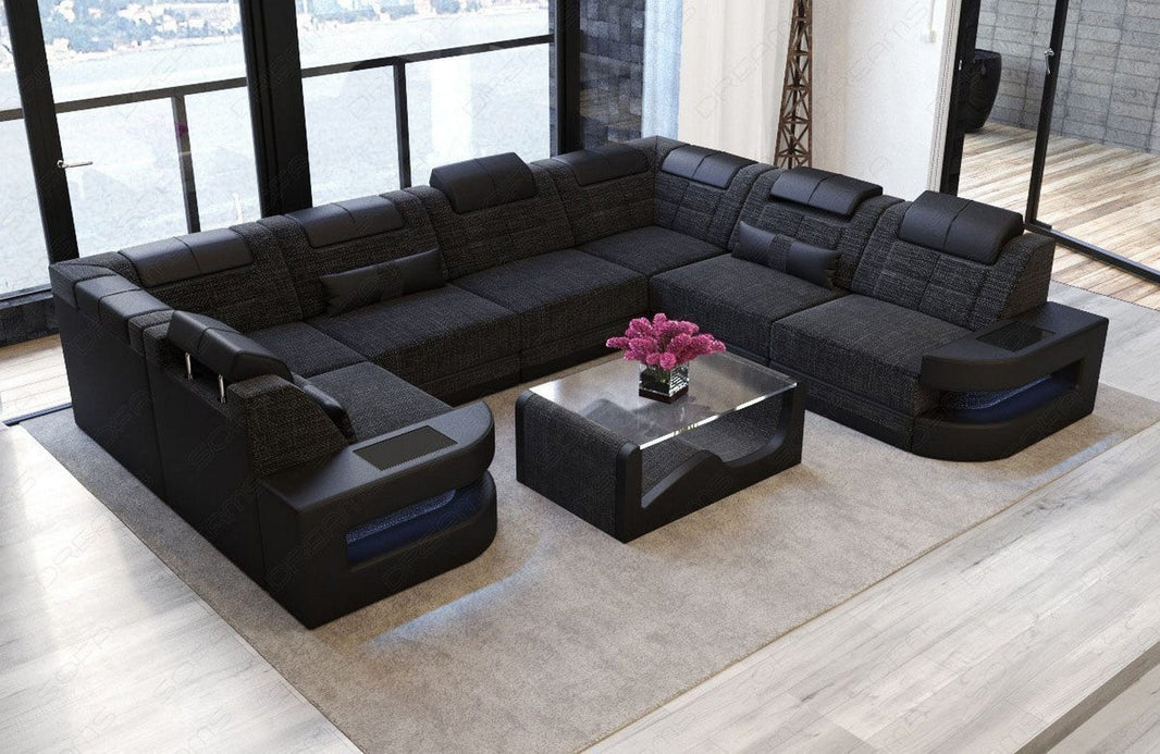 Wohnlandschaft Como U-Form aus Stoff