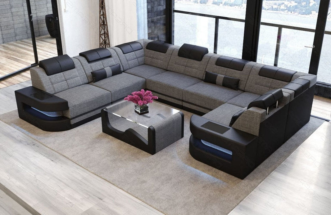 Wohnlandschaft Como U-Form aus Stoff