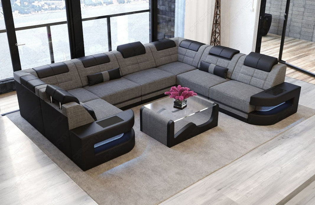 Wohnlandschaft Como U-Form aus Stoff