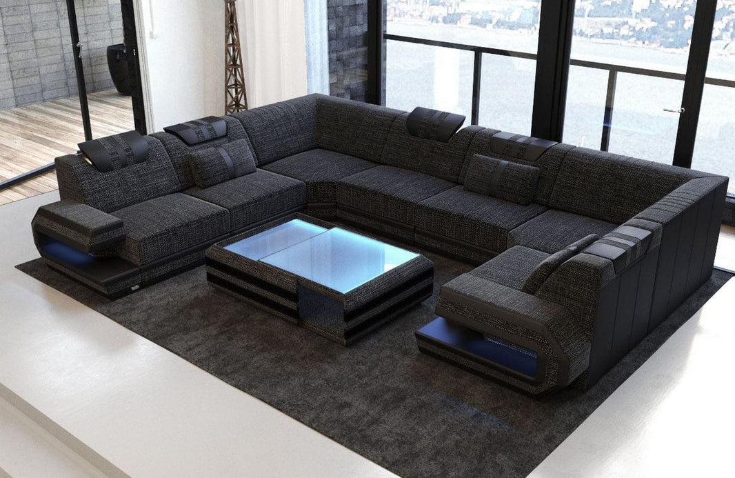 Wohnlandschaft Ragusa U-Form aus Stoff
