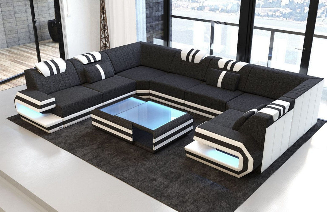 Wohnlandschaft Ragusa U-Form aus Stoff