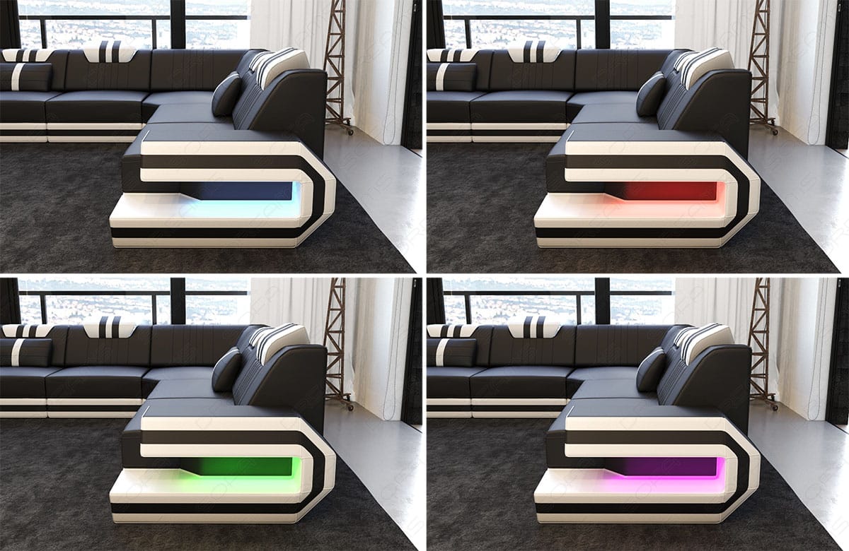 Wohnlandschaft Ragusa U-Form aus Stoff Grau-Weiß
