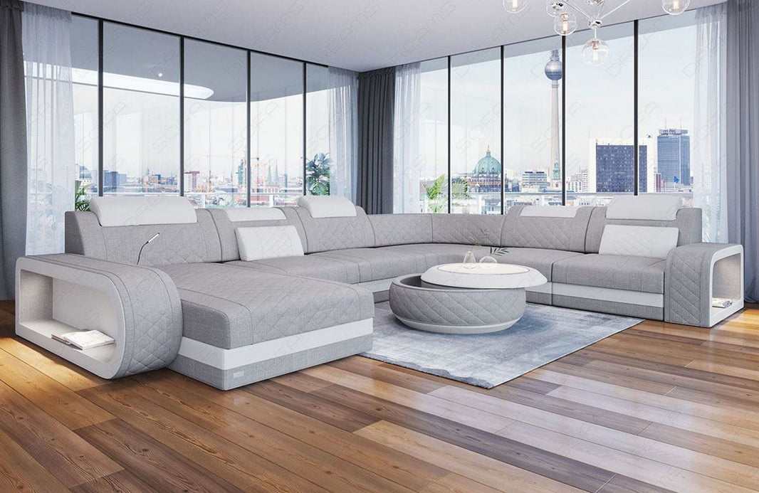 Wohnlandschaft Berlin XXL U-Form in Stoff