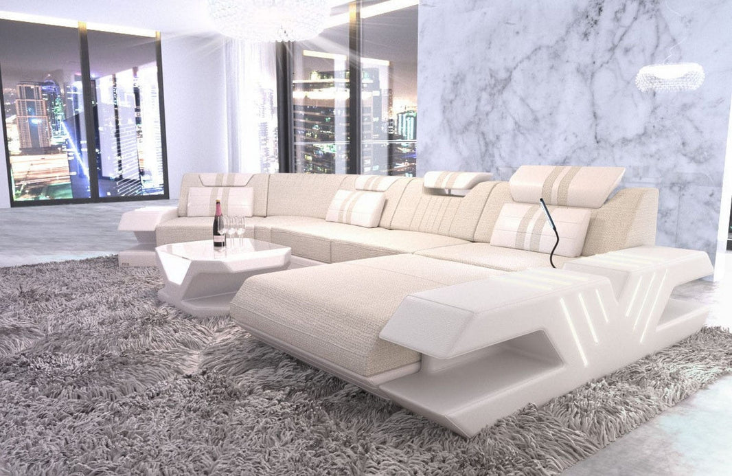 Designsofa Venedig C-Form aus Stoff