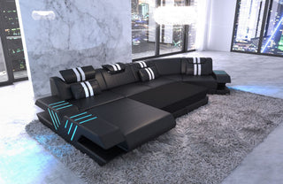 Designsofa Venedig C-Form aus Stoff Elfenbein-Weiß