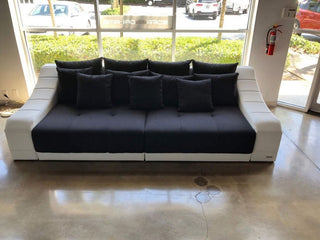 Big Sofa Turino in Stoff – Komfort & Design - Strukturstoff - Schwarz-Weiß - Ansicht 2