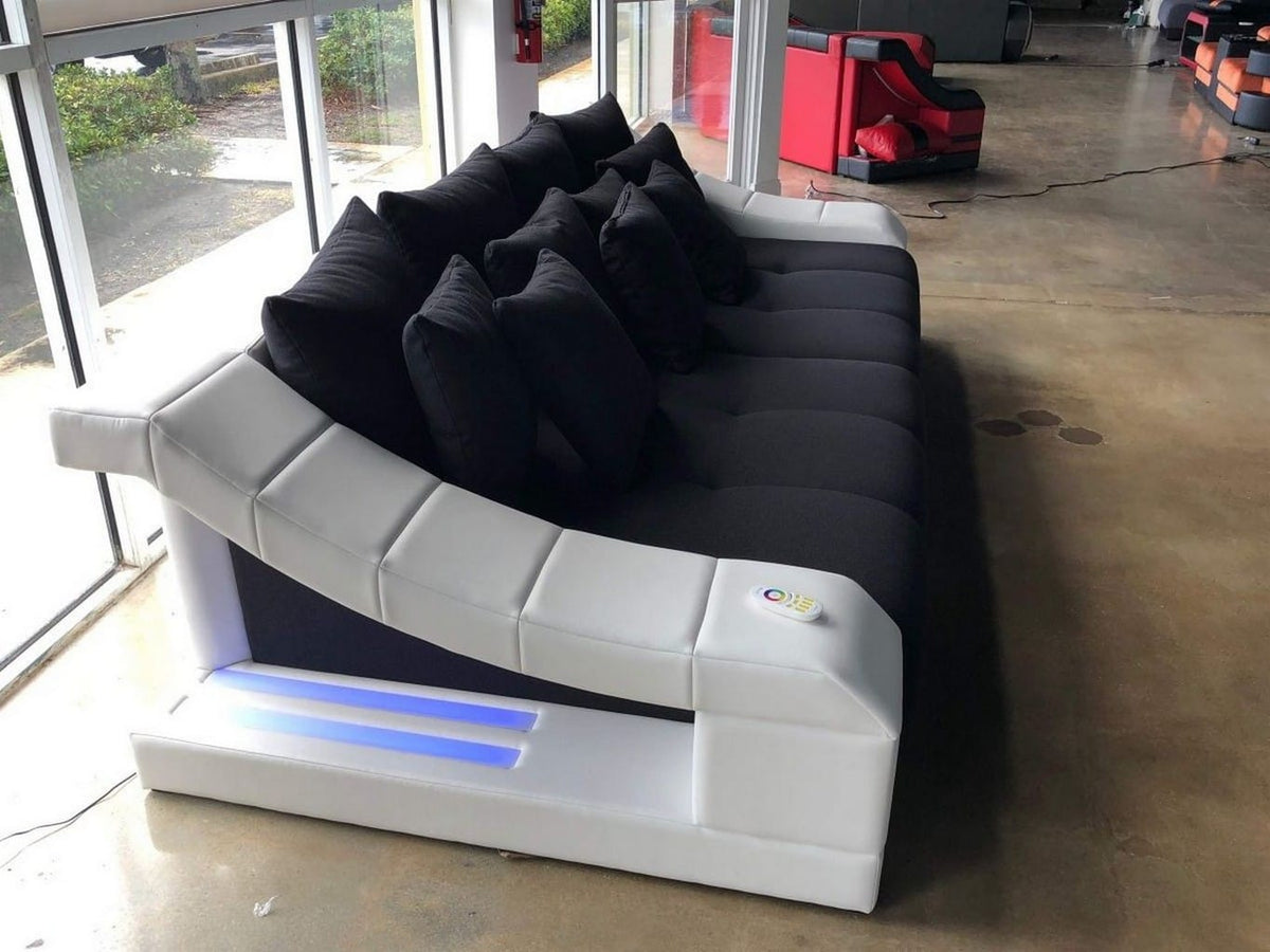 Big Sofa Turino in Stoff – Komfort & Design - Strukturstoff - Schwarz-Weiß - Ansicht 3