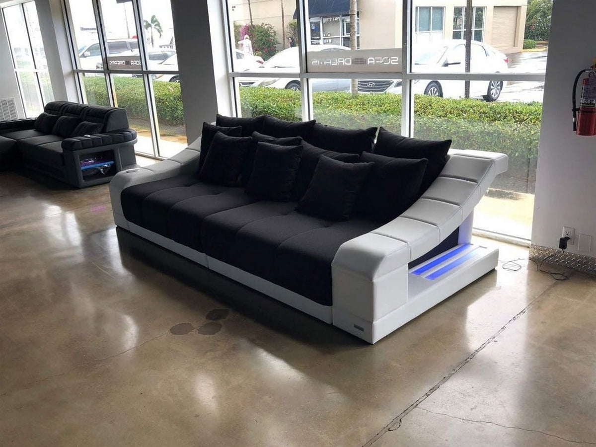 Big Sofa Turino in Stoff – Komfort & Design - Strukturstoff - Schwarz-Weiß - Ansicht 4