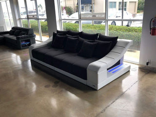 Big Sofa Turino in Stoff – Komfort & Design - Strukturstoff - Schwarz-Weiß - Ansicht 4