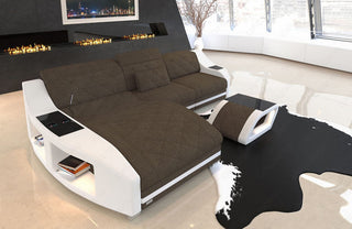 Couch Swing L-Form in Stoff Braun-Weiß