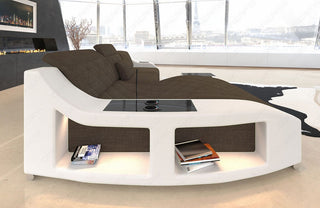 Couch Swing L-Form in Stoff Braun-Weiß