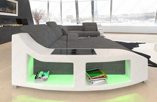 Couchlandschaft Swing U-Form in Stoff Grau-Weiß