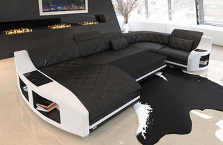 Couchlandschaft Swing U-Form in Stoff Grau-Weiß