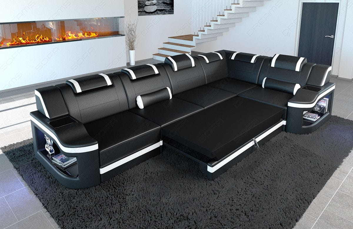 Stoff Ecksofa Padua L-Form Grau-Weiß