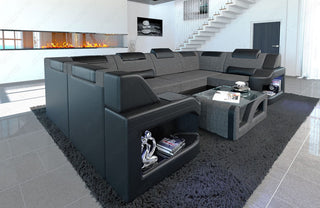 Couchlandschaft Padua U-Form in Stoff Grau-Schwarz