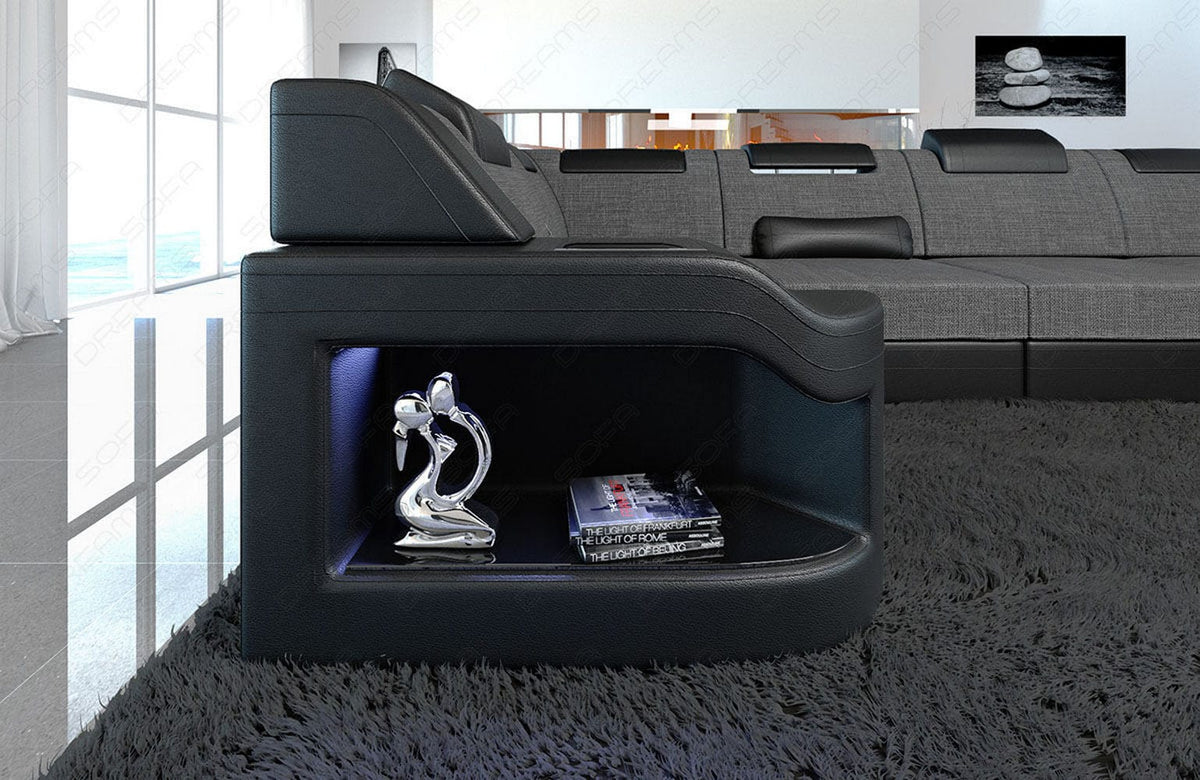 Couchlandschaft Padua U-Form in Stoff Grau-Schwarz