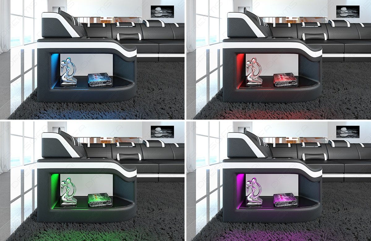 Couchlandschaft Padua U-Form in Stoff Grau-Schwarz