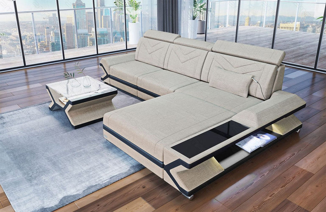 Couch Napoli L-Form in Stoff