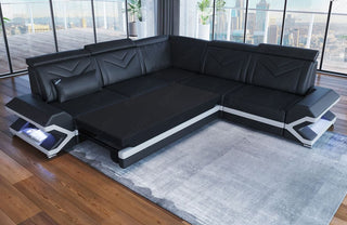 Ecksofa Sorrento L-Form aus Stoff Grau-Schwarz