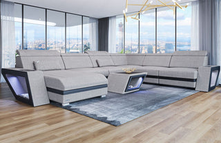 Wohnlandschaft Catania XXL U-Form in Stoff Macchiato-Schwarz