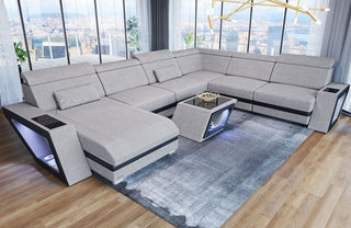 Wohnlandschaft Catania XXL U-Form in Stoff Macchiato-Schwarz