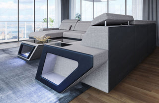 Wohnlandschaft Catania XXL U-Form in Stoff Macchiato-Schwarz