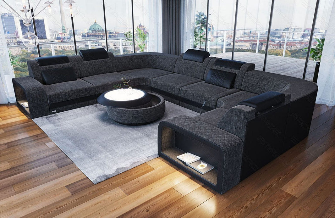 Stoff Wohnlandschaft Foggia U-Form