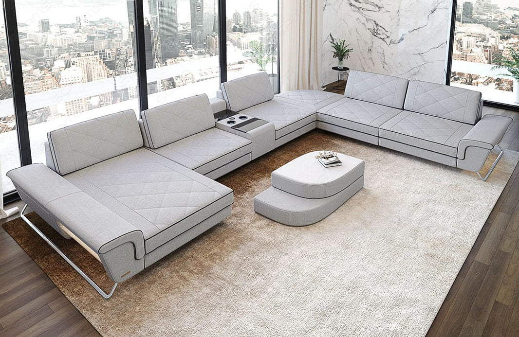 XXL Stoff Wohnlandschaft Bari U-Form