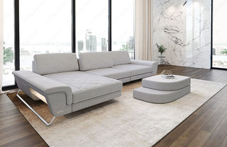 Stoff Ecksofa Bari L-Form Macchiato-Weiß