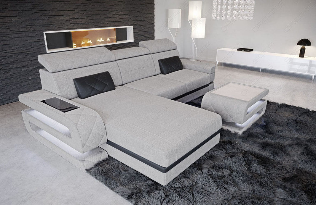 Ecksofa Bologna L-Form aus Stoff