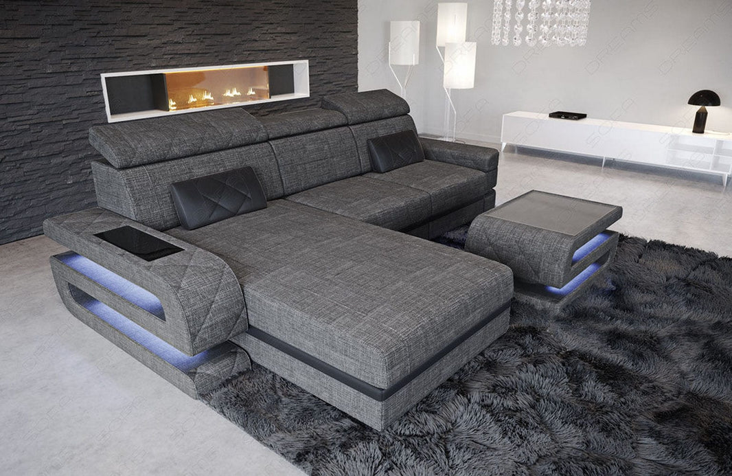 Ecksofa Bologna L-Form aus Stoff