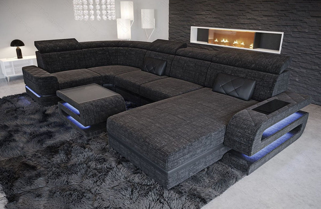 Couchlandschaft Bologna U-Form in Stoff