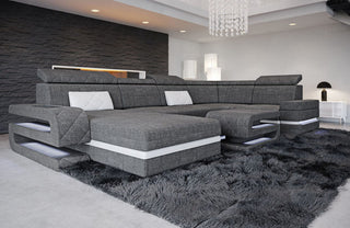 Couchlandschaft Bologna U-Form in Stoff Grau-Schwarz