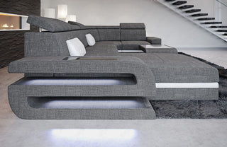 Couchlandschaft Bologna U-Form in Stoff Grau-Schwarz