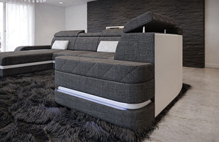 Couchlandschaft Bologna U-Form in Stoff Grau-Schwarz