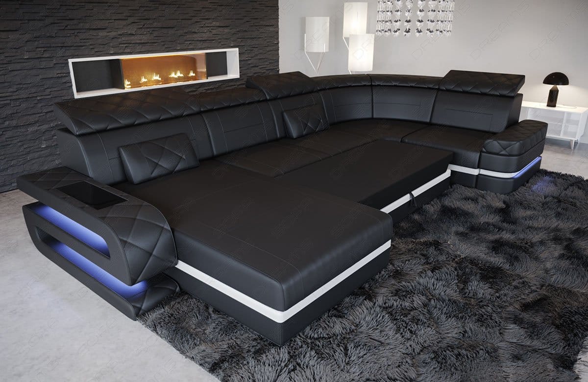 Couchlandschaft Bologna U-Form in Stoff Grau-Schwarz