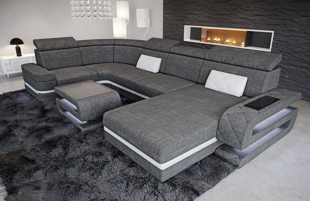 Couchlandschaft Bologna U-Form in Stoff