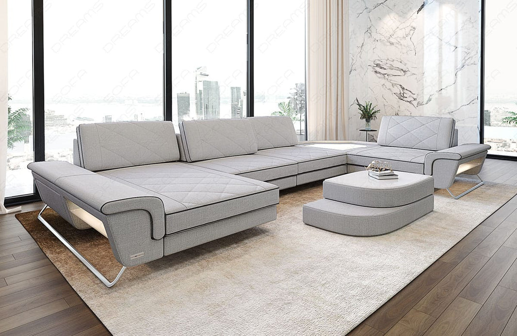 Stoff Wohnlandschaft Ferrara U-Form