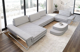 Stoff Wohnlandschaft Ferrara U-Form Macchiato-Schwarz