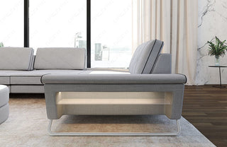 Stoff Wohnlandschaft Ferrara U-Form Macchiato-Schwarz