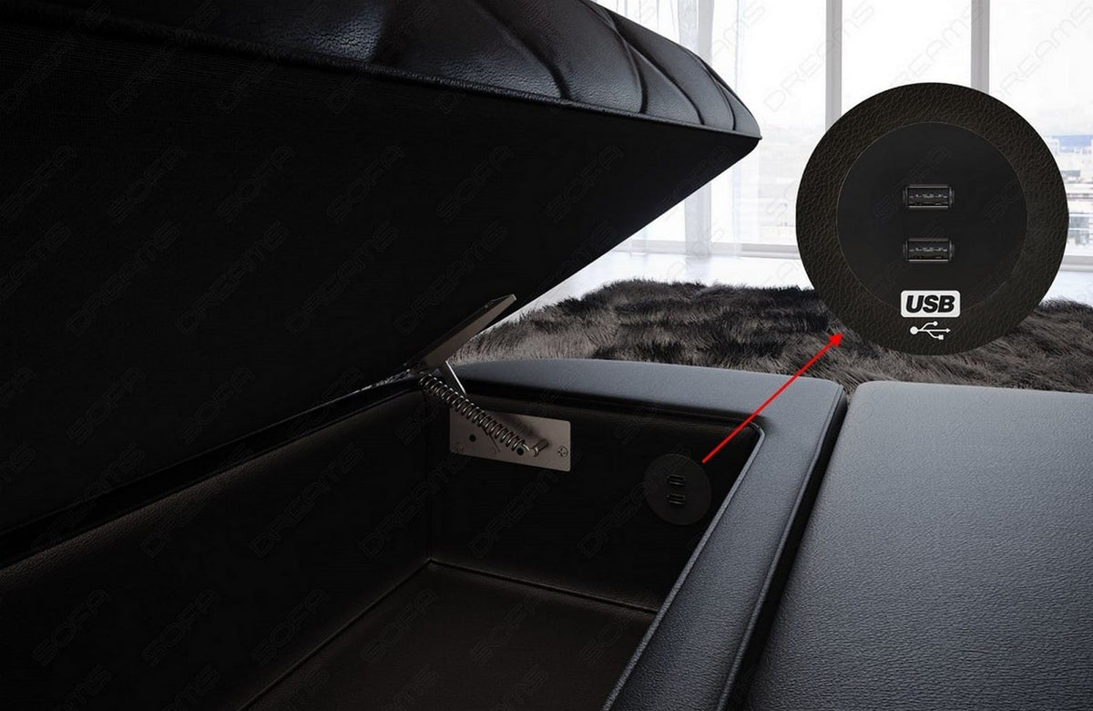 Ecksofa Positano L-Form aus Stoff Elfenbein-Schwarz