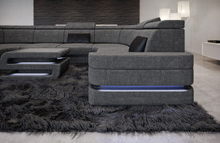 Couchlandschaft Positano U-Form in Stoff Grau-Schwarz